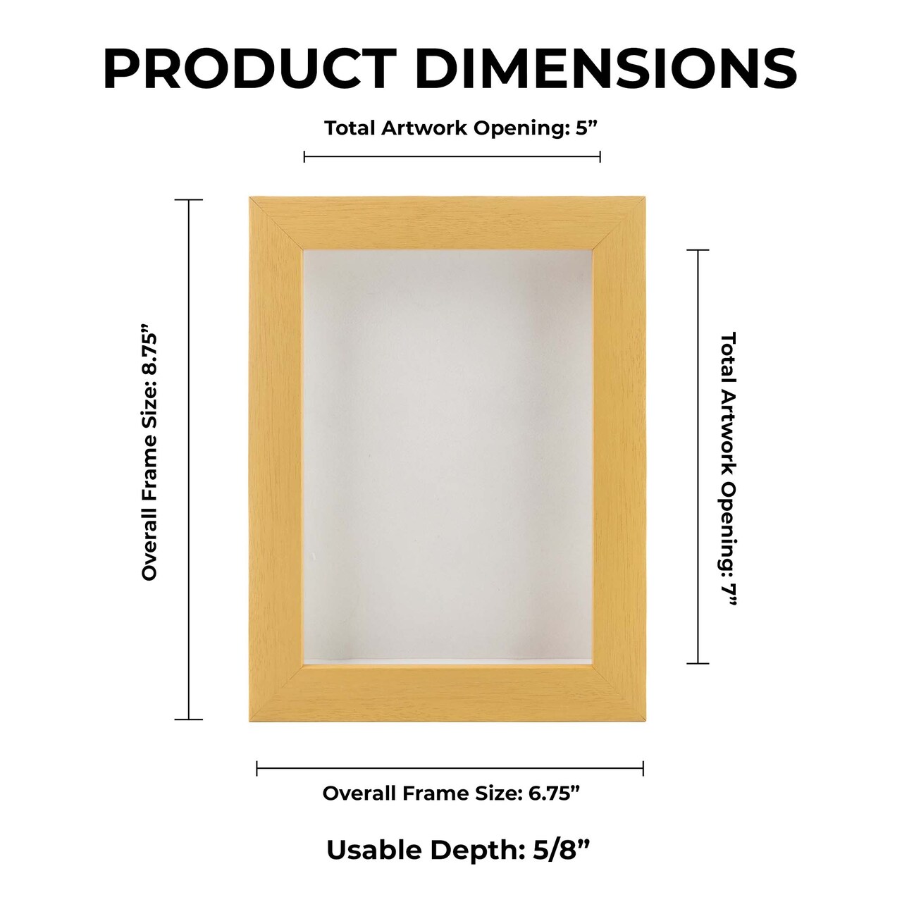 Classic Natural Wood Shadow Box Frame with Acrylic Front - White Suede Backing, 30 Sizes